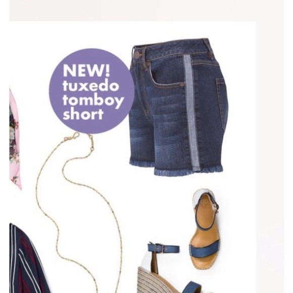 CABI Tuxedo Tomboy Denim Shorts size 10 - Picture 2 of 5